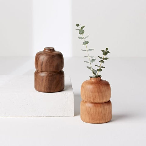 Double wood vase