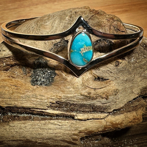 Easter Blue Turquoise Sterling Silver Cuff Bracelet