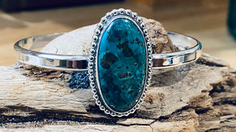 Smoky Mountain Turquoise Sterling Silver Cuff Bracelet-Small