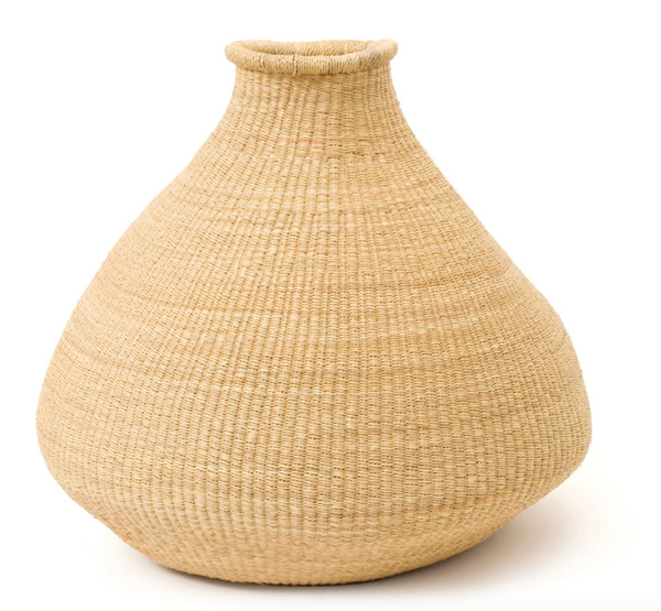 Natural Elephant Grass Woven Bud Vase from Ghana