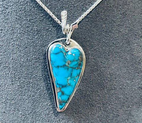Kingman Turquoise Crooked Heart Pendant