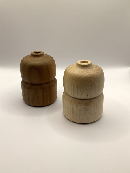 Double wood vase