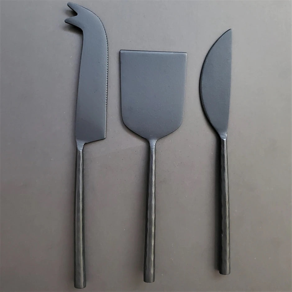 Hand Forged Cheese Knives Set  - Black